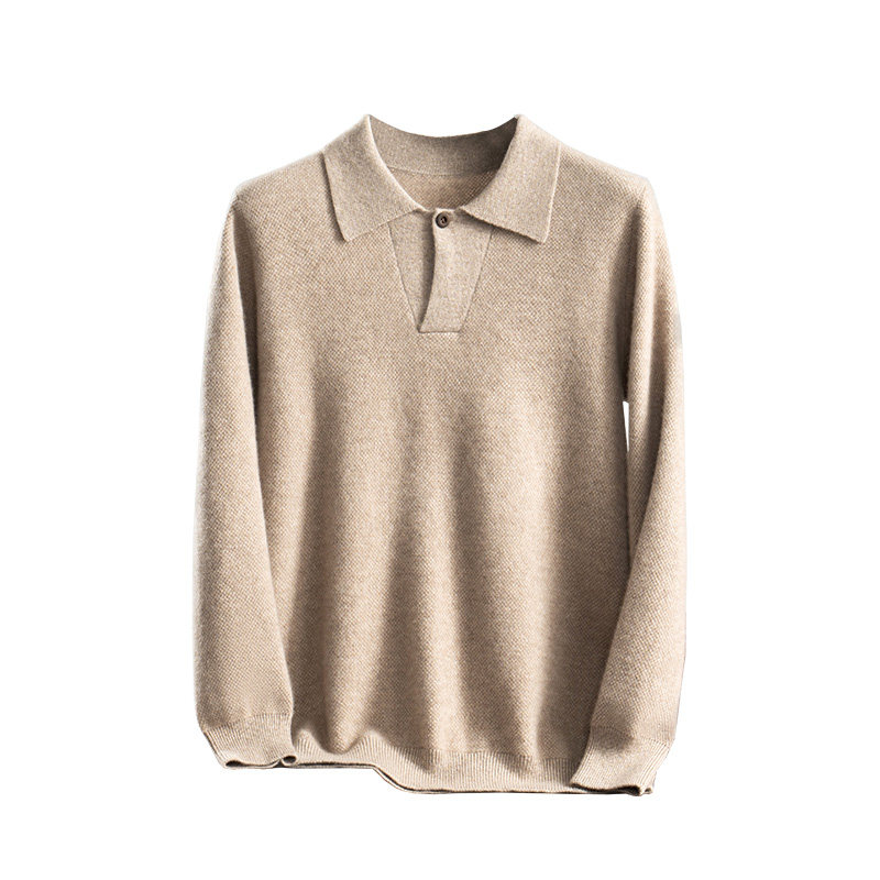 A类重磅加厚100%山羊绒衫男士polo领衬衣宽松翻领长袖羊毛t恤商务,淘宝优惠券,粉丝福利购,淘宝优惠卷