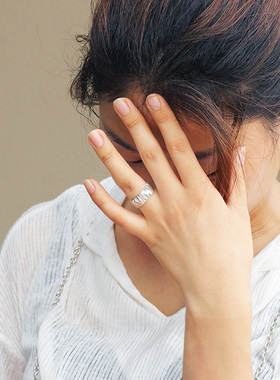 s999纯银竹叶情侣送戒指男女对戒