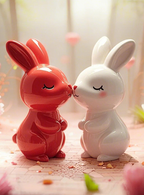 创意家居装饰品简约情侣兔子摆件