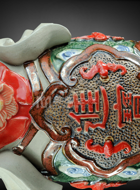 中式风家居门大象摆件石湾陶瓷