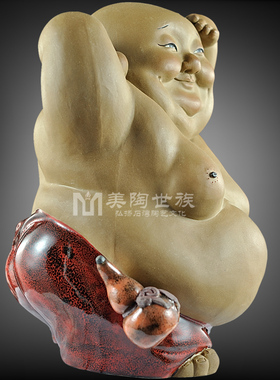 石湾陶瓷公仔大师工艺家居门摆件