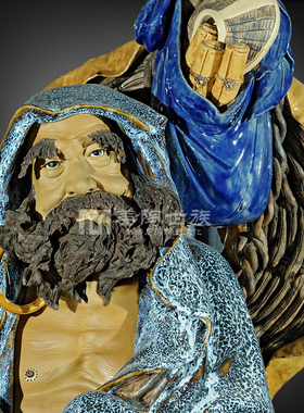 石湾陶瓷大师中式家居门达摩摆件