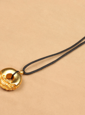 古法沙金色貔貅平安扣项链