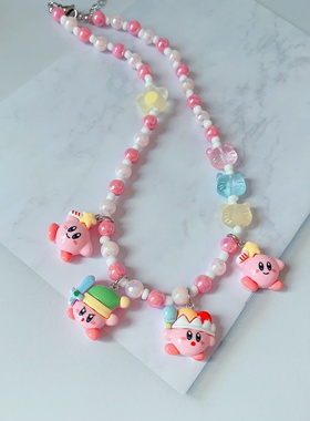 原创手工粉色女仆装美乐蒂项链短链女生儿童可爱创意饰品颈链礼物