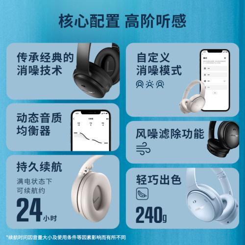 Bose QC消噪耳机无线蓝牙头戴式降噪耳机主动降噪QC45二代-图0