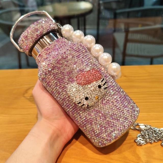 保温杯满钻镶钻奢华髙颜值便携韩式KT猫不锈钢水杯网红生日礼物,淘宝优惠券,粉丝福利购,淘宝优惠卷