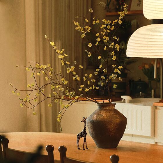 High-end simulated wood ginger antique floral and green plant ornaments