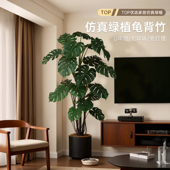 High-end light luxury simulated green plant Monstera deliciosa
