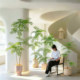 Advanced bionic plant jacaranda indoor living room high-end light luxury decorative ornaments potted plants large floor-standing fake green plants