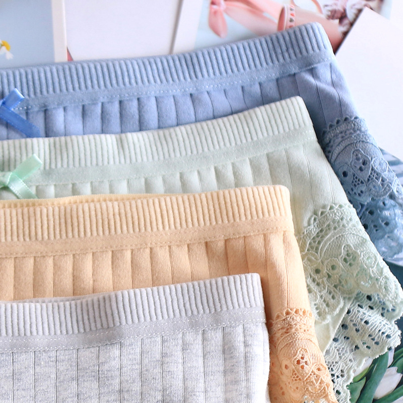 4条蕾丝边内裤女纯棉抗菌中低腰全棉100%少女性感2025新款三角裤,淘宝优惠券,粉丝福利购,淘宝优惠卷