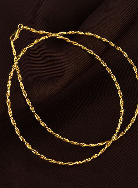 意大利工艺S925银车花双股项圈女轻奢纯银镀金柔软缠绕弹力锁骨链