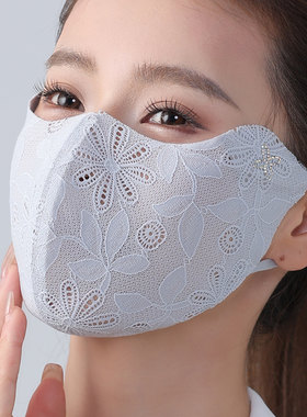 防晒口罩女2026夏季蕾丝防晒立体口罩女士护眼角轻薄透气遮脸面罩