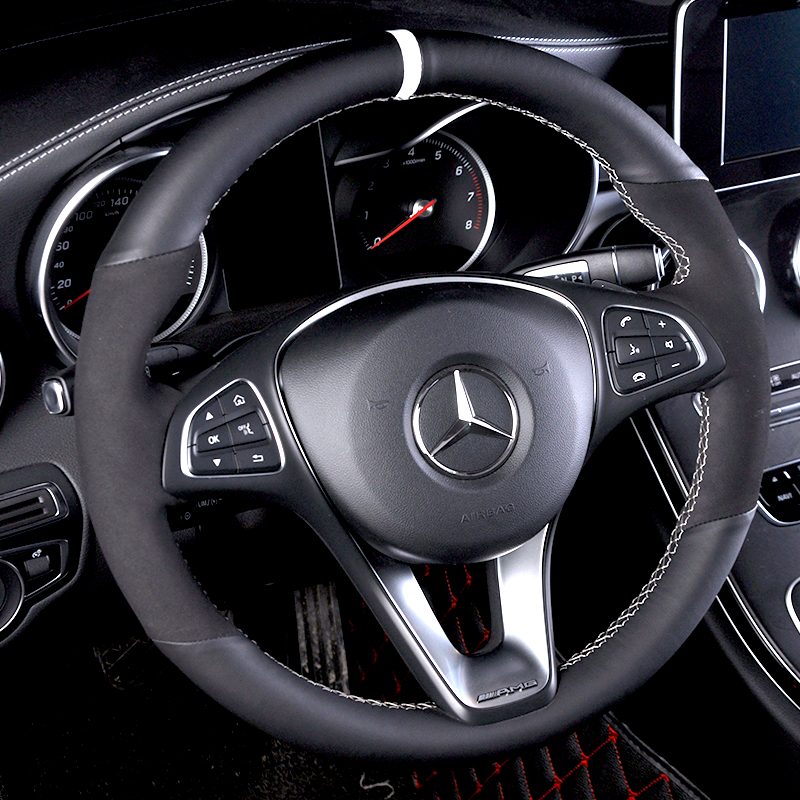 奔驰方向盘套真皮 C200L\/GLC260手缝翻毛皮