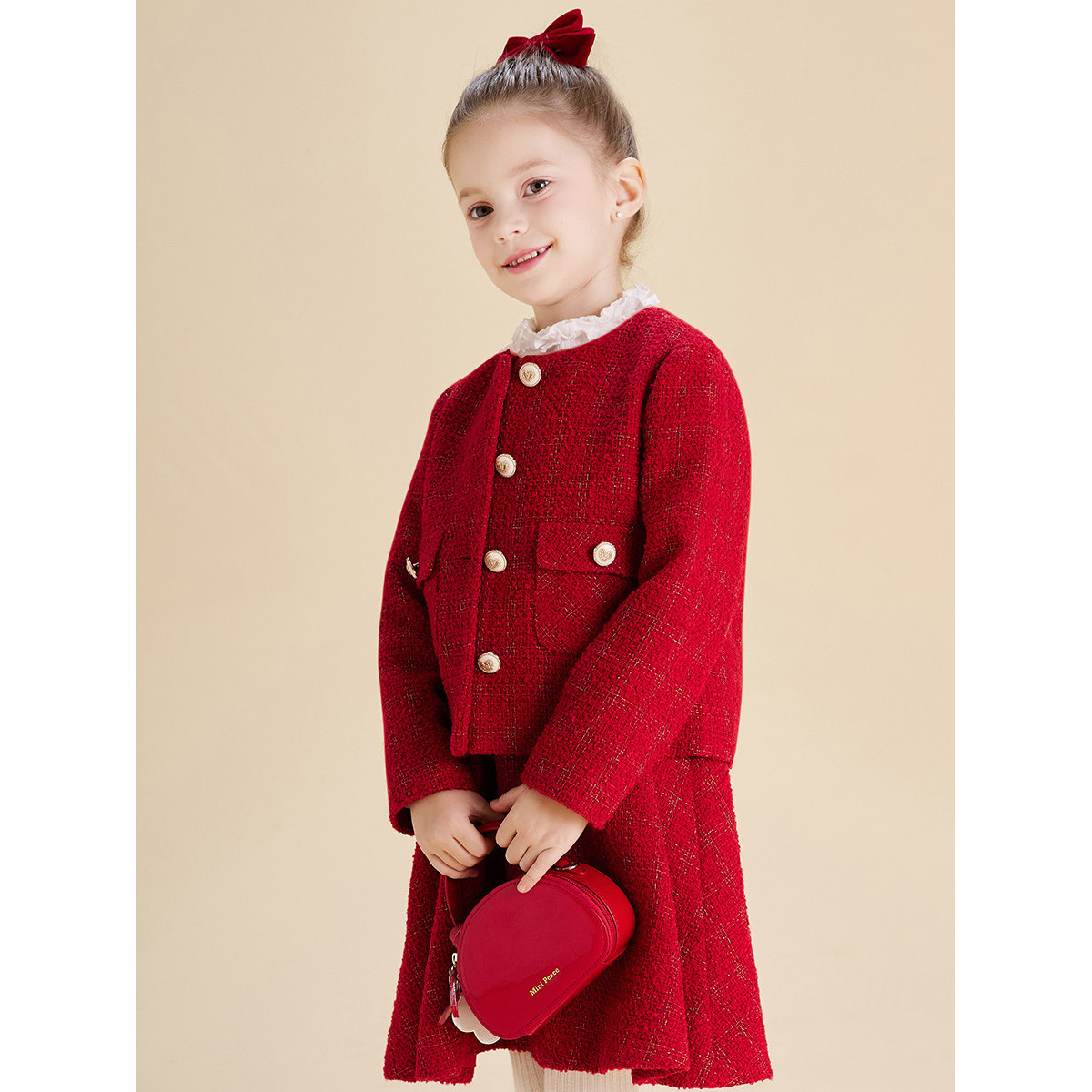 【门店同款】迪迪鹿童装女大童外套儿童春秋款红色上衣小香风,淘宝优惠券,粉丝福利购,淘宝优惠卷