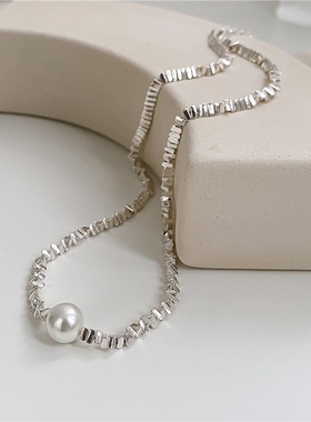 轻奢小众碎银子珍珠锁骨链