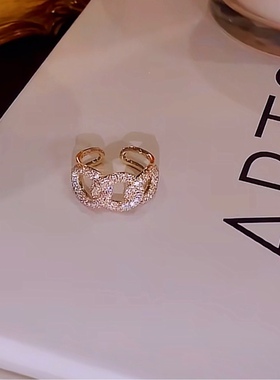 日式轻奢链条满钻戒指冷淡风高级