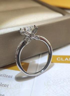 莫桑石1克拉戒指925银情人节礼物