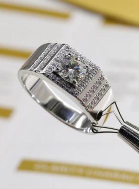 男款霸气莫桑钻纯银戒指婚庆礼物