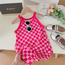 Childrens clothing 2023 Summer clothes new girl foreign air hanging band dress Children sleeveless dress Skirt Baby Han Version Beach Dress