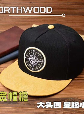 北树美式贴布刺绣男女街舞嘻哈棒球帽大头围多巴胺时尚平檐帽黑色