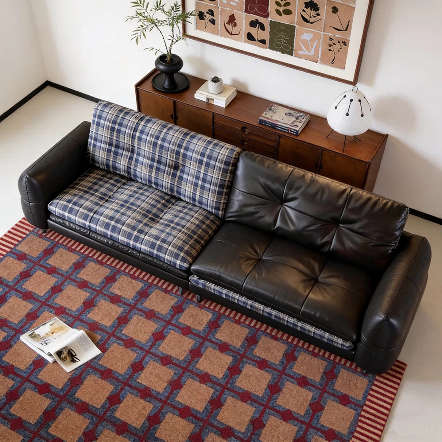 中古风油蜡真皮汉堡沙发皮布两用双面随意切换多功能客厅直排复古,淘宝优惠券,粉丝福利购,淘宝优惠卷