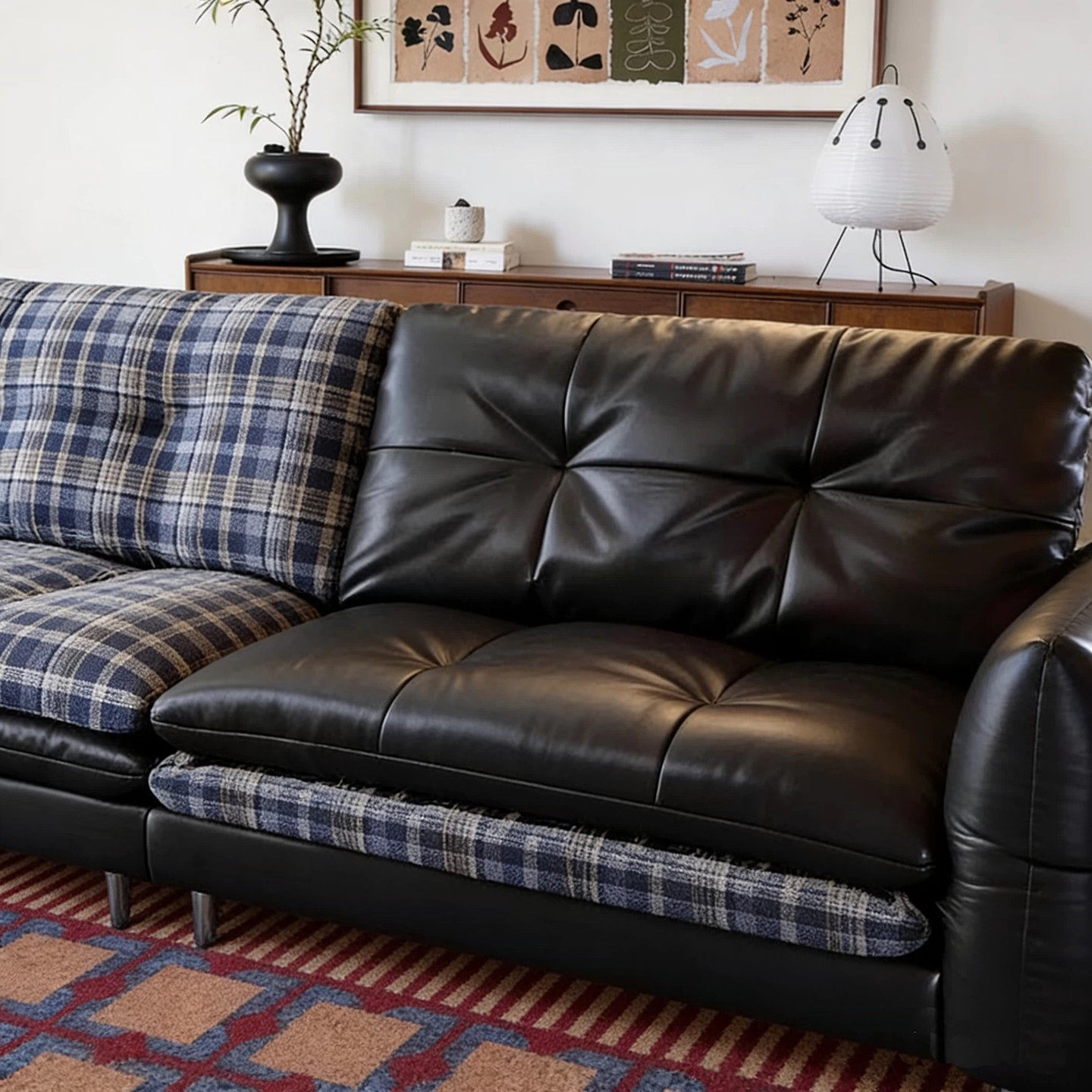 中古风油蜡真皮汉堡沙发皮布两用双面随意切换多功能客厅直排复古,淘宝优惠券,粉丝福利购,淘宝优惠卷