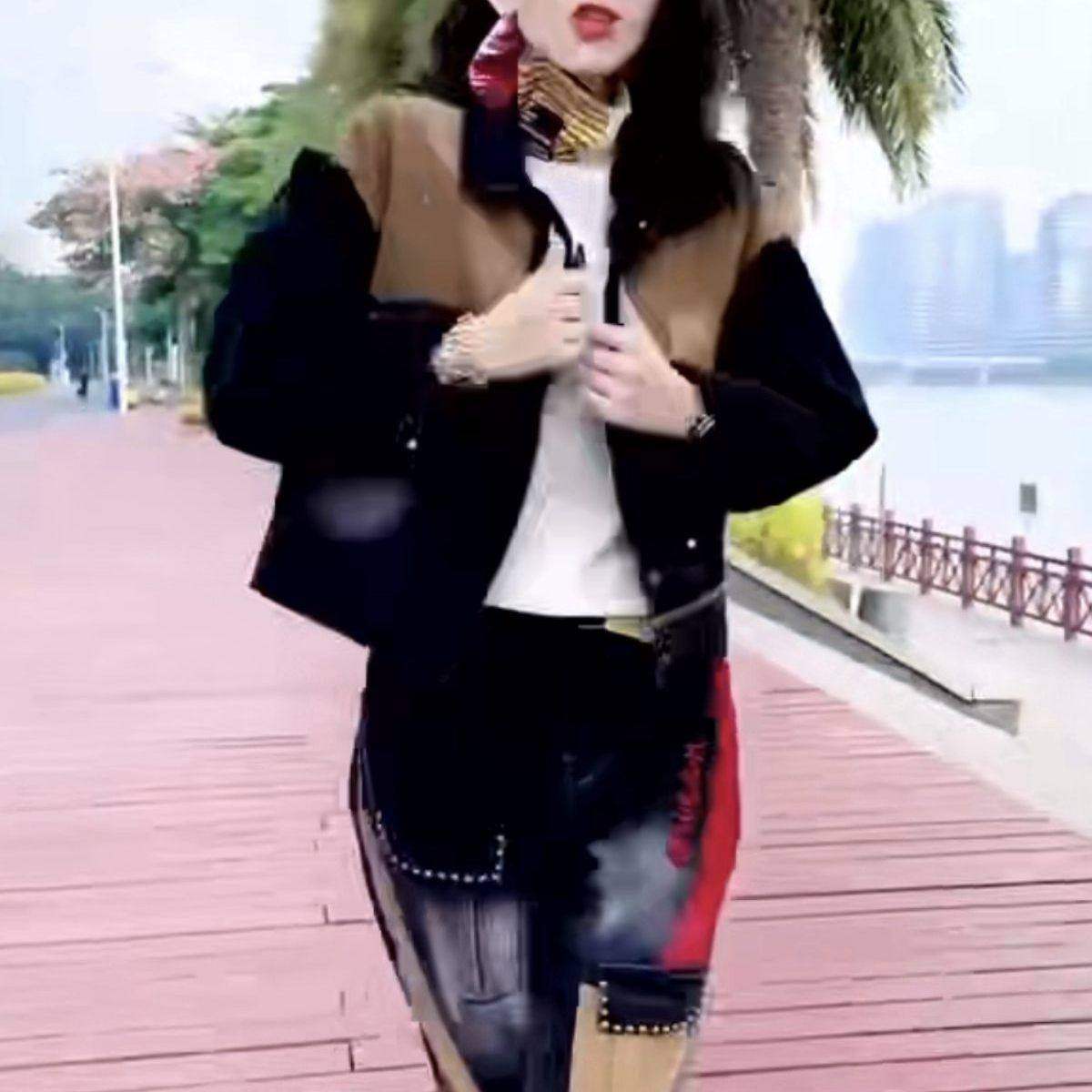 高档牛仔套装女刺绣洋气拼接牛仔女外套宽松牛仔哈伦裤两件套,淘宝优惠券,粉丝福利购,淘宝优惠卷