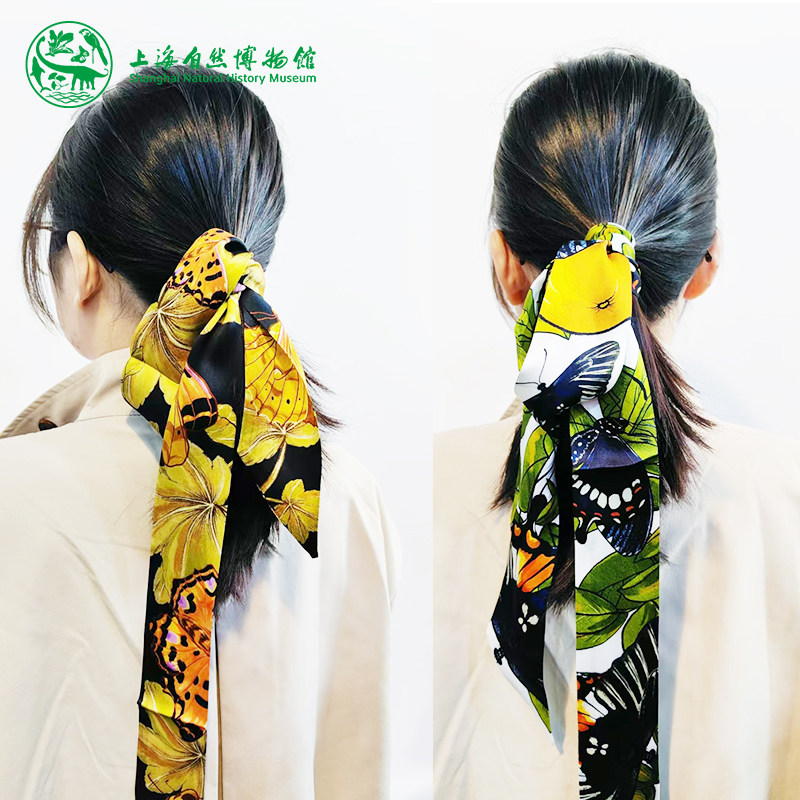上海自然博物馆文创 |原创桑蚕丝丝巾小长条发带文艺风送朋友礼物