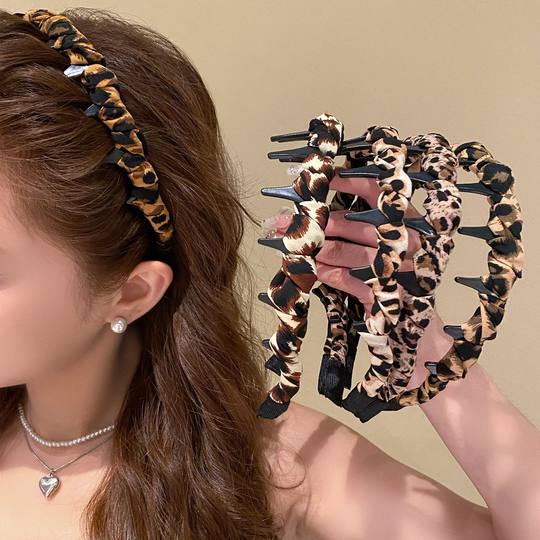 豹纹发箍女款2025新款高颅顶洗脸头箍专用防滑发带压发卡发捆头饰