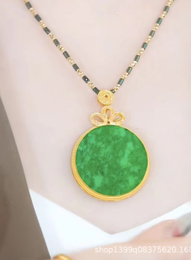 网红爆款仿玉石吊坠原创设计竹节链气质时尚项链个性服饰配件批发