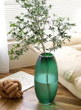 特大号落地菩提玻璃花瓶水培富贵竹马醉木吊钟家居餐厅插花摆件