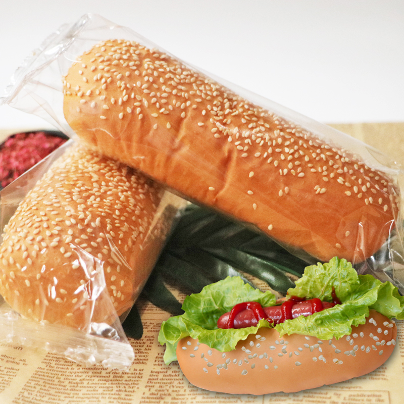 热狗面包胚长条手工汉堡商用连锁店早餐烘焙原料独立包装65g100个 - 图0