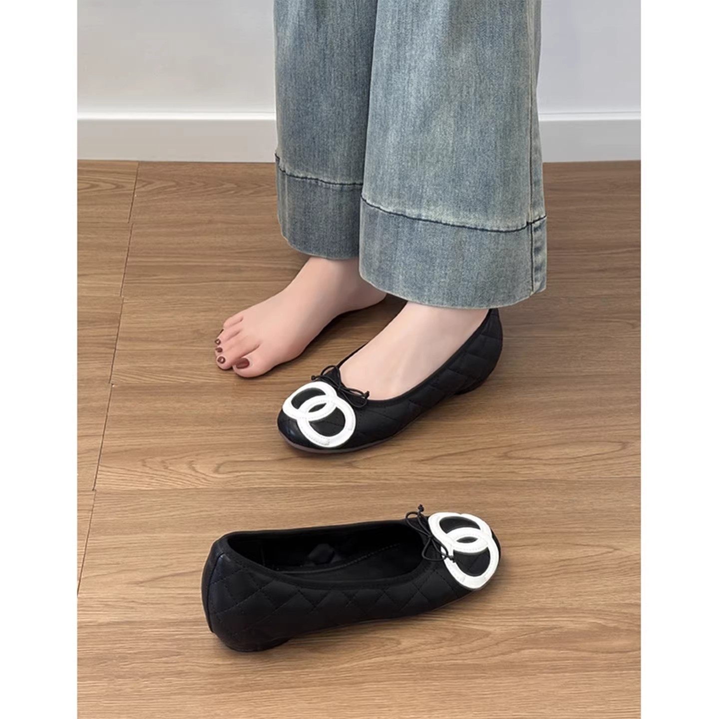 2026小香风蝴蝶结芭蕾舞鞋平底单鞋菱格玛丽珍内增高女鞋大码鞋,淘宝优惠券,粉丝福利购,淘宝优惠卷