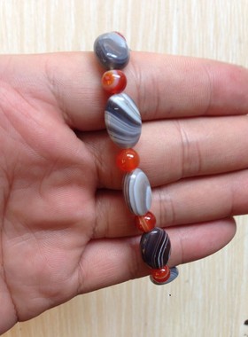 南京天然雨花石手链扁玛瑙送女友