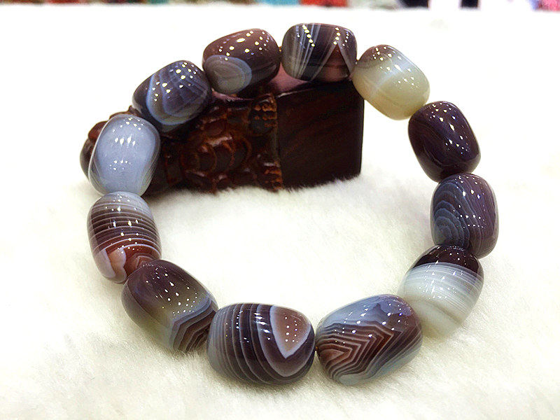 天然精品雨花石手串缠丝玛瑙手链原石送女男友奇石礼盒发