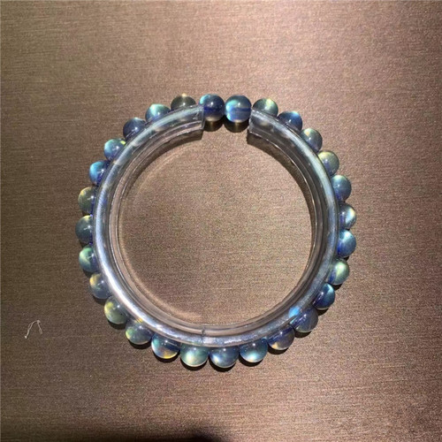 精品 天然透体彩光拉长石手链 女款水晶灰月光石手串饰品 - 图1