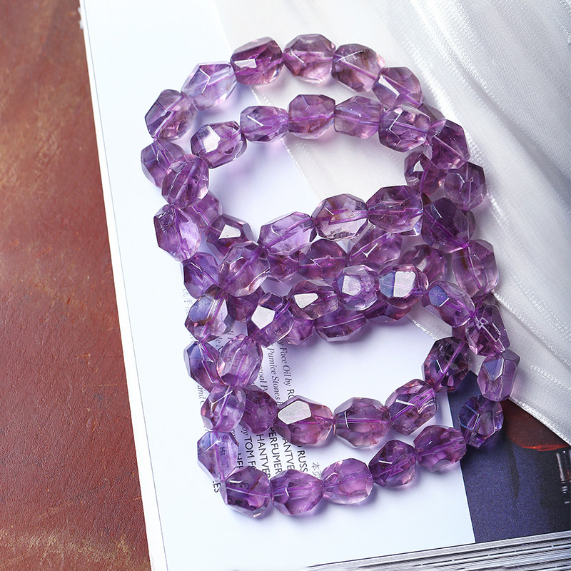 天然冰透紫水晶随形珠款手链 女款紫色水晶不规则珠手串饰品礼物,淘宝优惠券,粉丝福利购,淘宝优惠卷