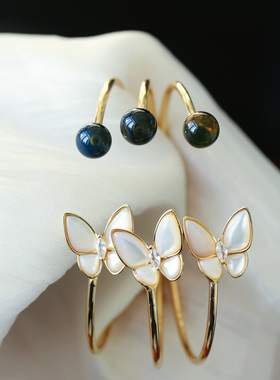 天然蓝珀圆珠14k手镯原创设计