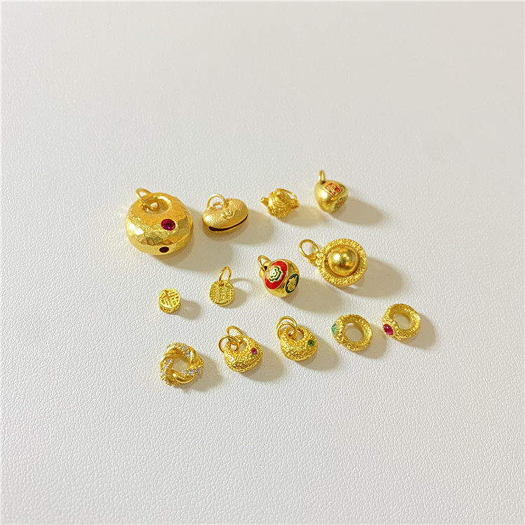 925纯银古法金吊坠配件滴溜手链DIY手工串珠配饰挂坠银镀金如意锁,淘宝优惠券,粉丝福利购,淘宝优惠卷