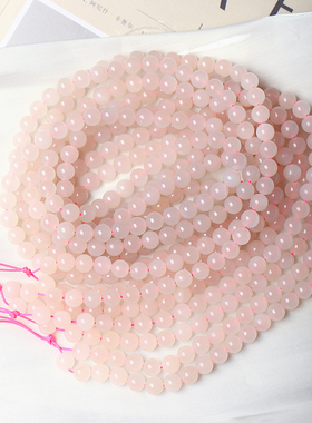天然和田玉冰料藕粉色圆珠款