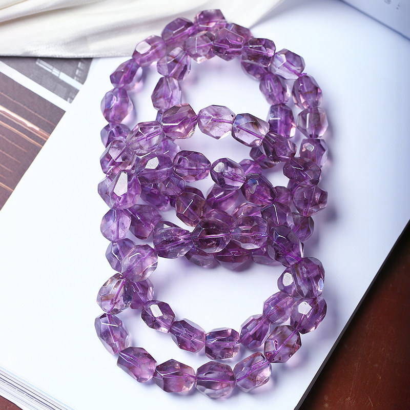 天然冰透紫水晶随形珠款手链 女款紫色水晶不规则珠手串饰品礼物,淘宝优惠券,粉丝福利购,淘宝优惠卷
