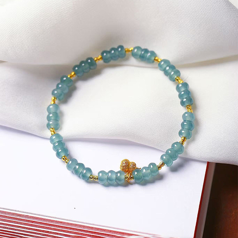 天然A货翡翠危料蓝水盘珠原创款手链 女款翡翠简约款手串饰品,淘宝优惠券,粉丝福利购,淘宝优惠卷