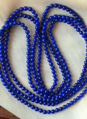 精品天然老矿青金石三圈手链