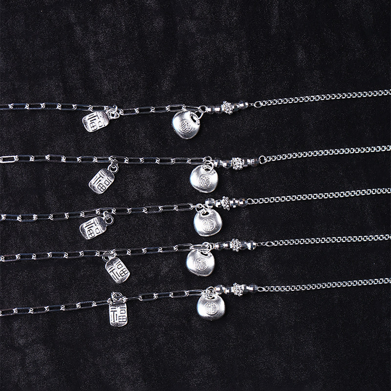 足银小福坠款手链  女款足银时尚手链饰品礼物 L,淘宝优惠券,粉丝福利购,淘宝优惠卷