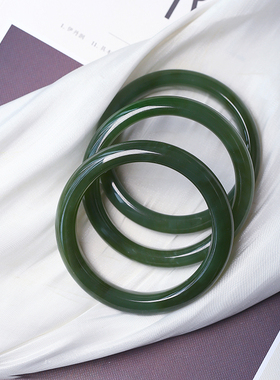 精品 天然俄罗斯碧玉冰底猫眼料手镯 女款高端玉石碧玉镯子饰品