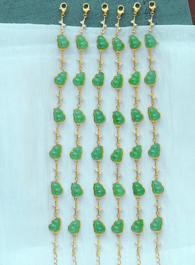 碧玉纯银镶嵌小葫芦款手链