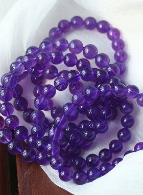 天然乌拉圭女款紫水晶很单圈手链