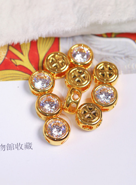 18K金镶嵌锆石泡泡款吊坠 女款时尚AU750金挂坠K黄金锁骨挂坠饰品