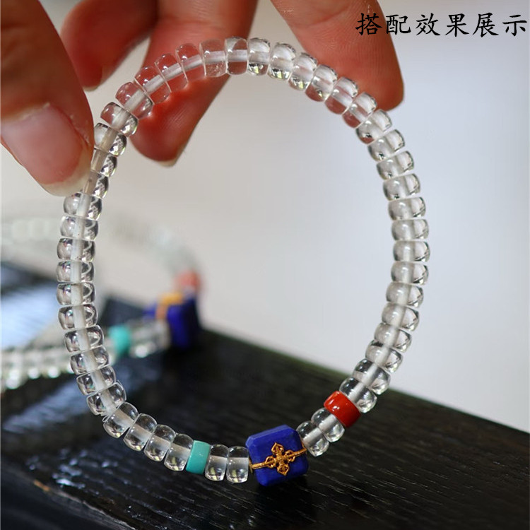 天然白水晶盘珠款单圈手链 女款全净体白色水晶冰透款手串饰品,淘宝优惠券,粉丝福利购,淘宝优惠卷