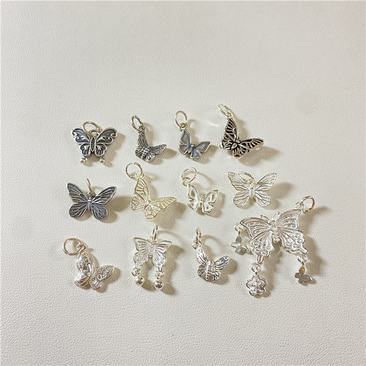 925纯银复古银素银蝴蝶款吊坠配件滴溜 手链DIY手工串珠配饰挂坠,淘宝优惠券,粉丝福利购,淘宝优惠卷